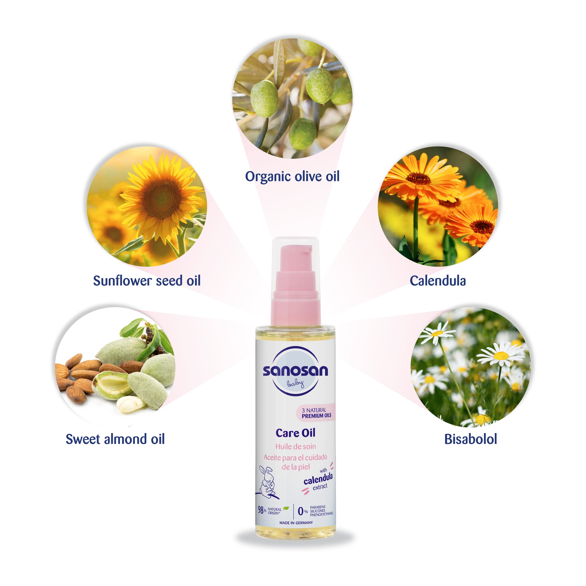 Sanosan Baby Care Oil- With Organic Olive, Almond & Sunflower seed oil - DreamyDerma