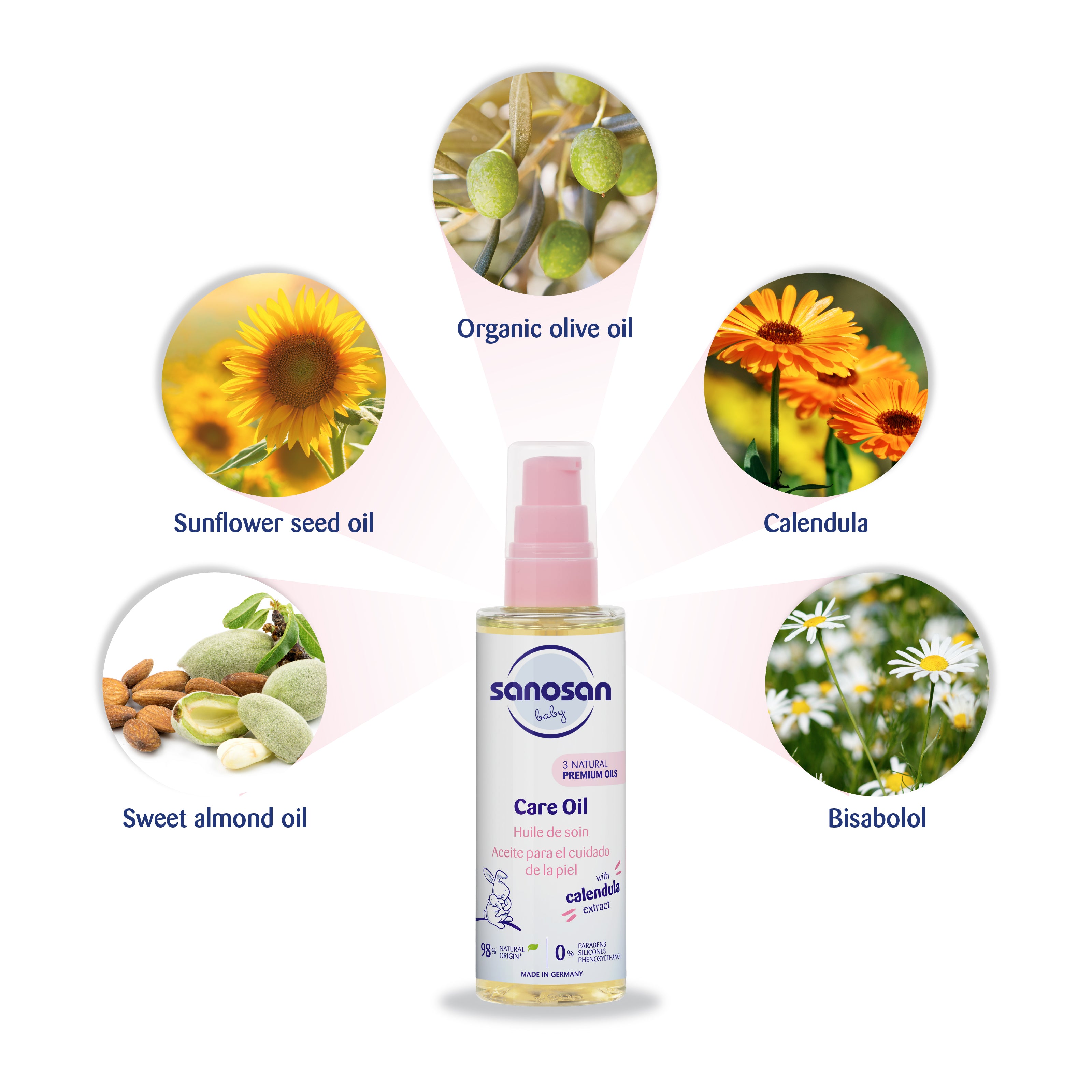 Sanosan Baby Care Oil- With Organic Olive, Almond & Sunflower seed oil - DreamyDerma