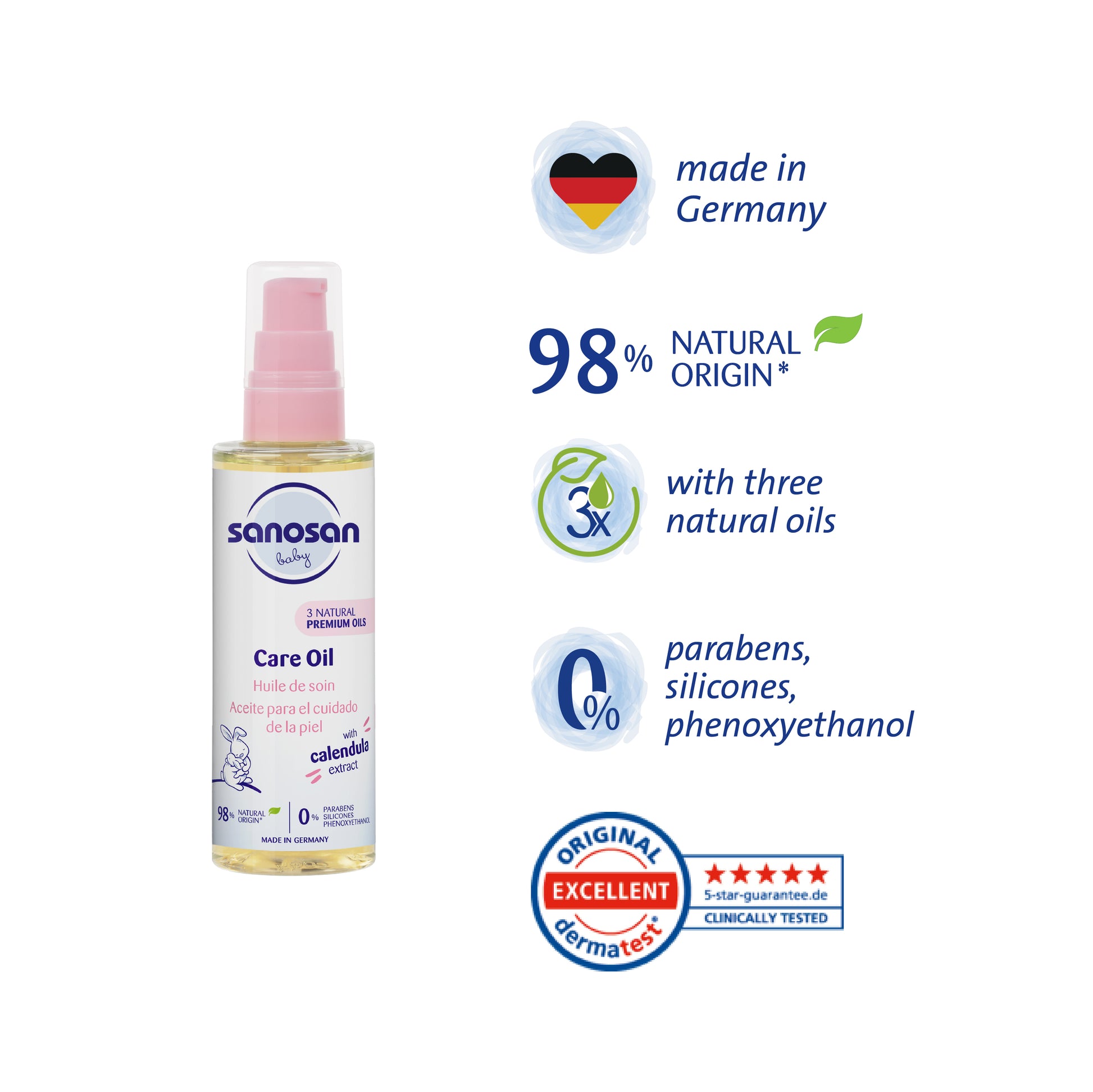 Sanosan Baby Care Oil- With Organic Olive, Almond & Sunflower seed oil - DreamyDerma