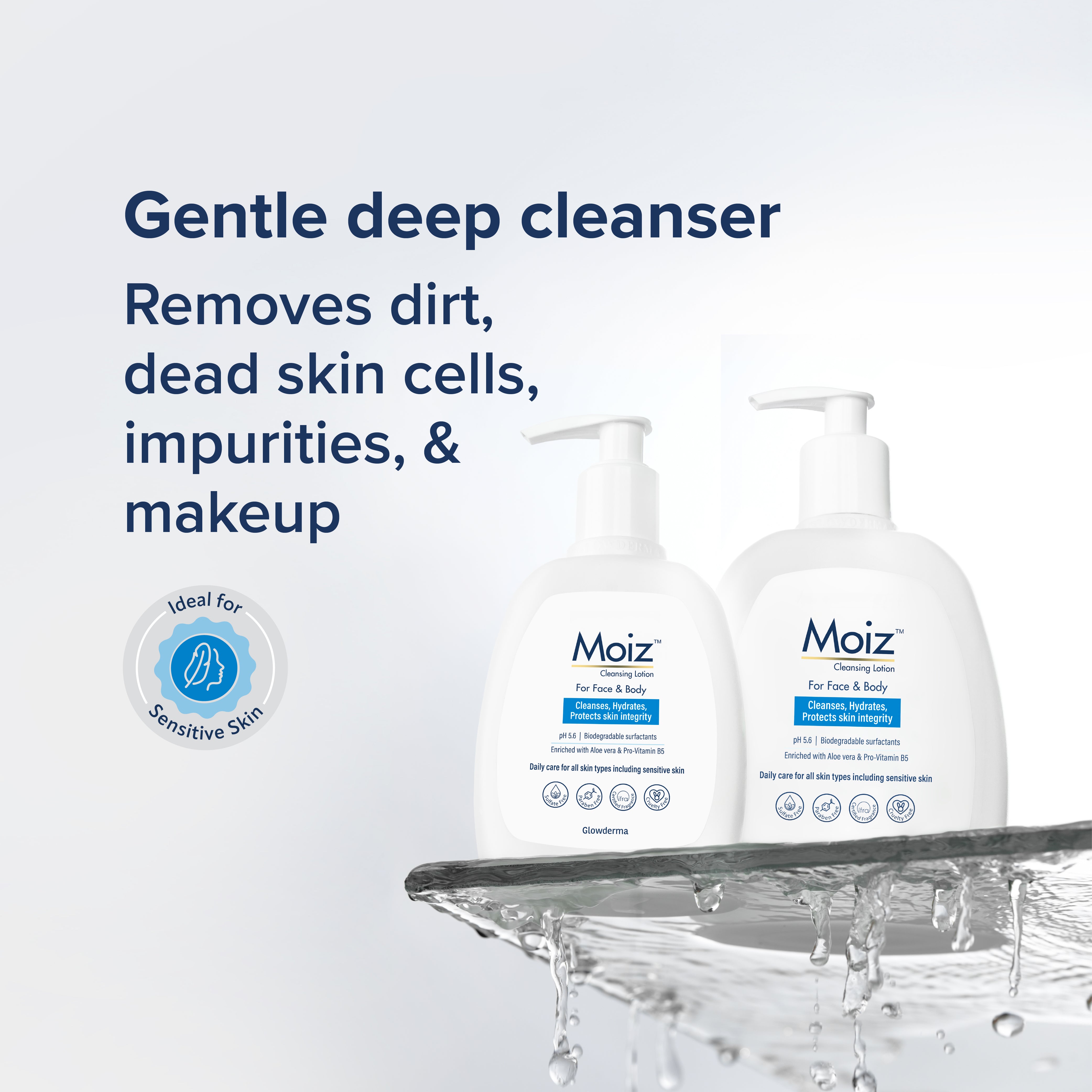 Moiz Cleansing Lotion - Gentle Face & Body Cleanser - DreamyDerma