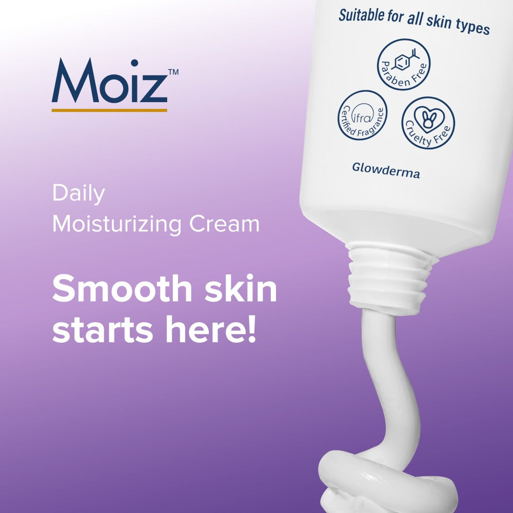 Moiz daily moisturizing cream on purple background