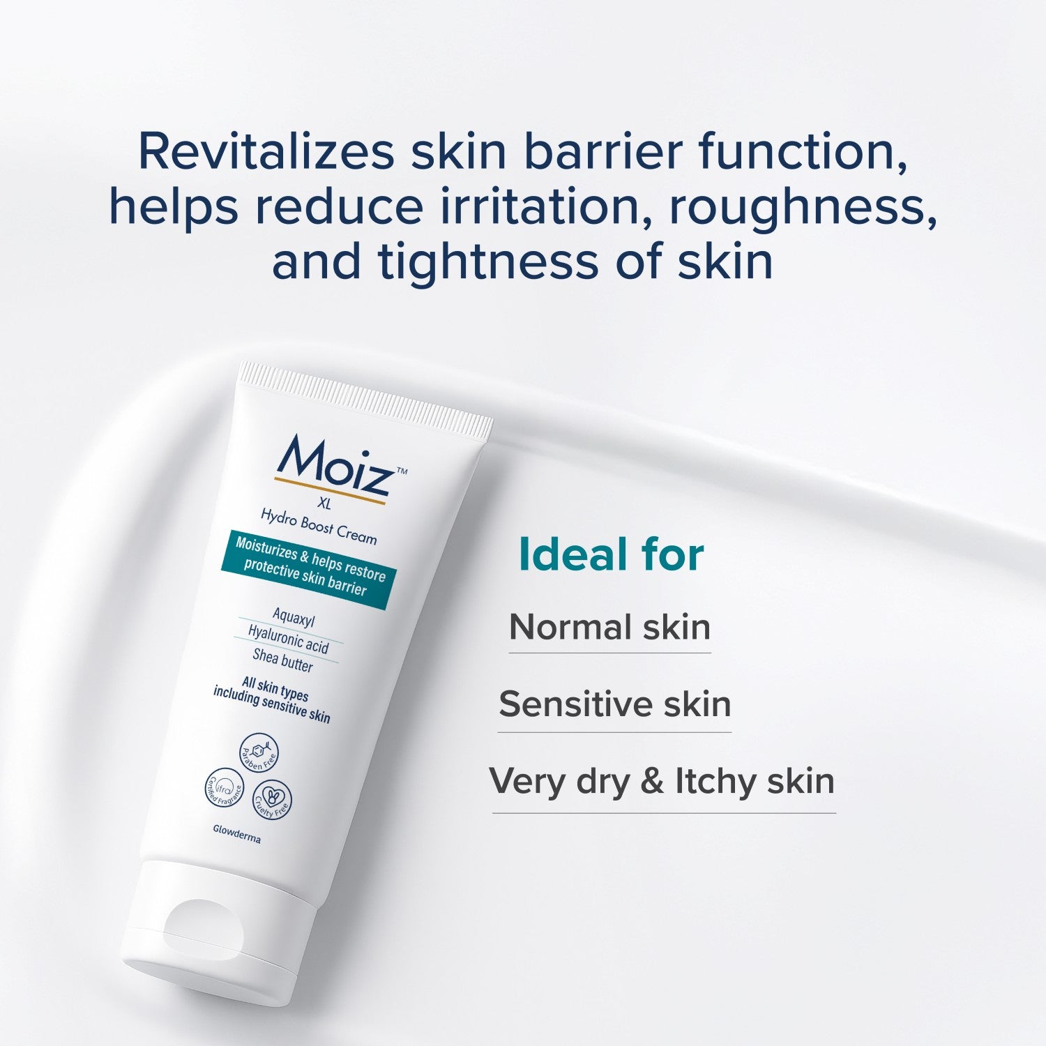 Moiz Hydro Boost Cream with text on a white background