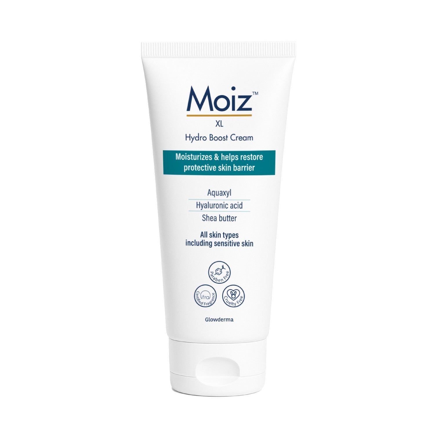 Moiz XL Hydra Boost Cream tube on a white background