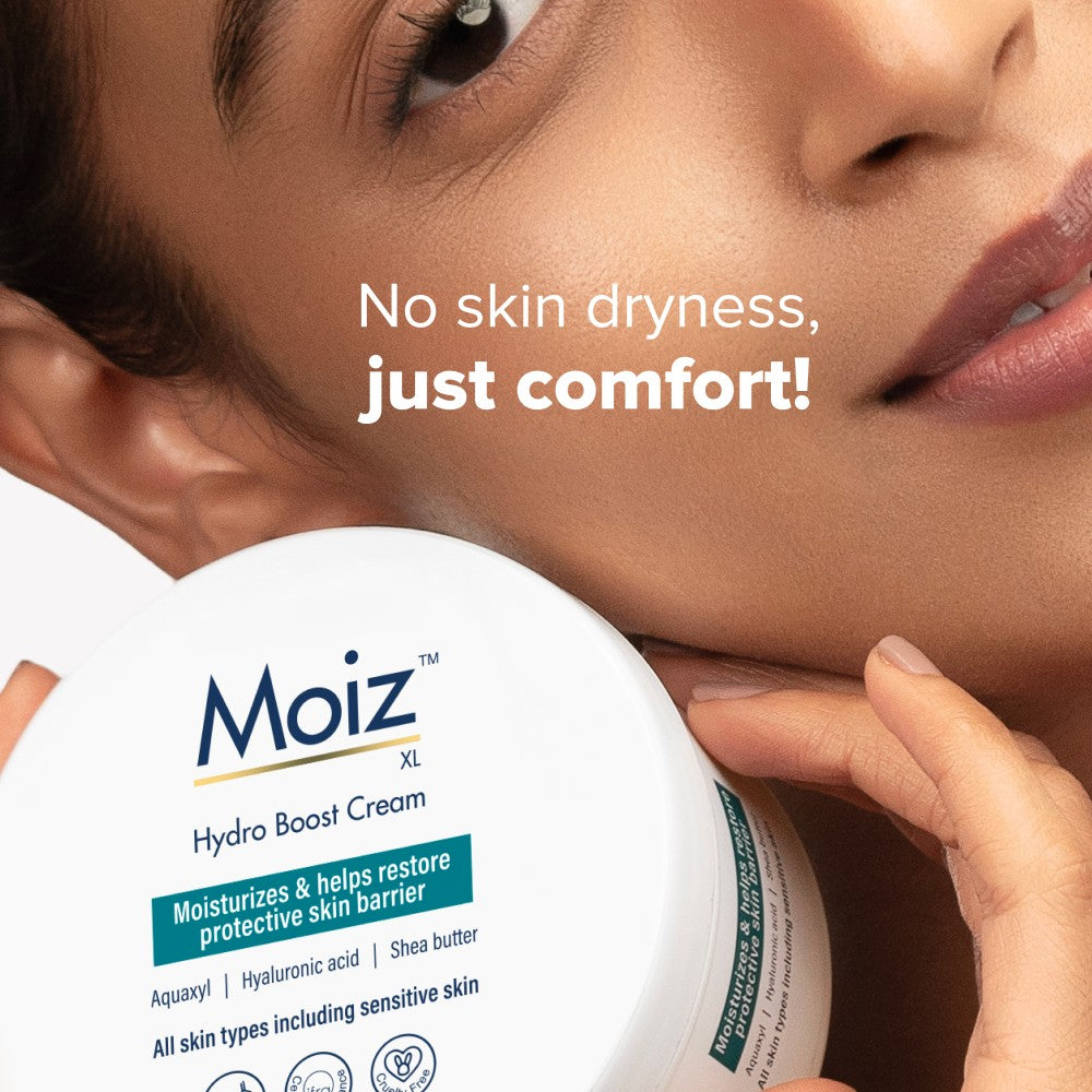 woman holding a Moiz XL Hydro Boost Cream jar