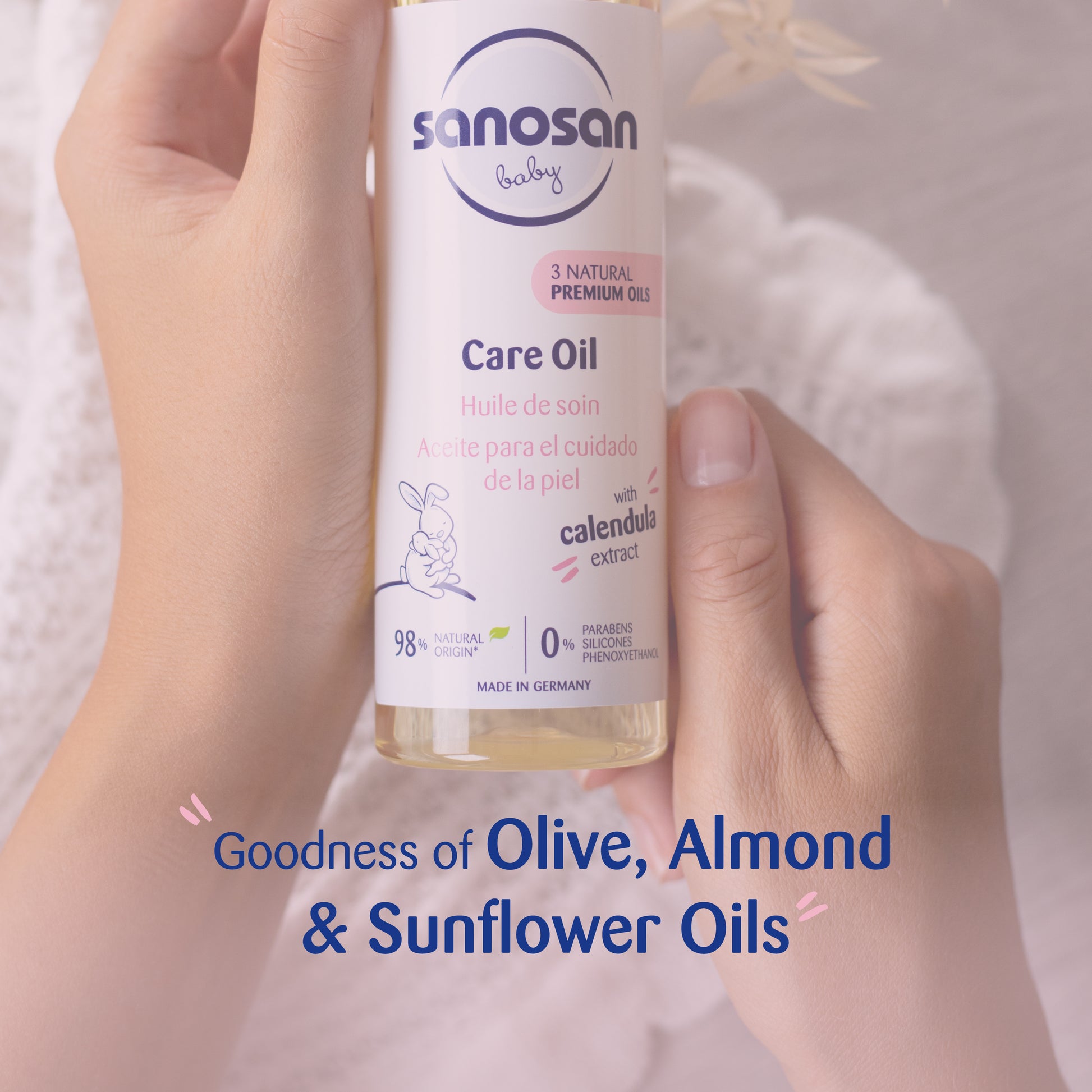 Sanosan Baby Care Oil- With Organic Olive, Almond & Sunflower seed oil - DreamyDerma