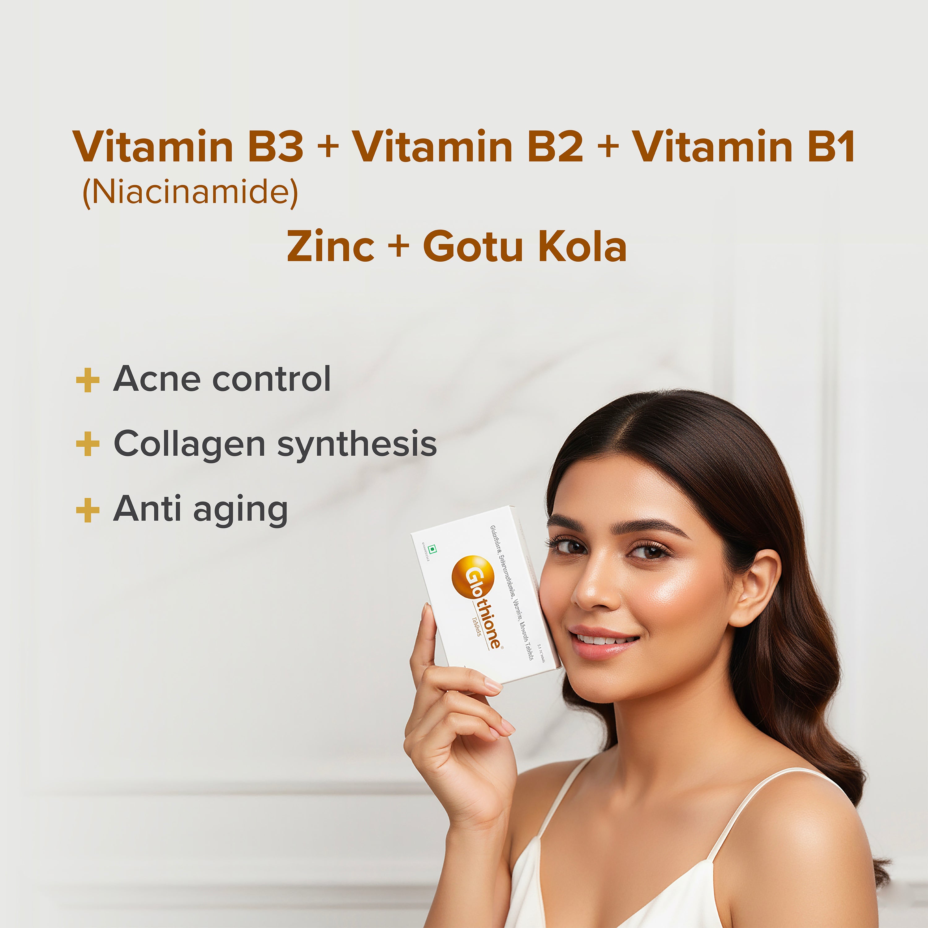 Glothione® Skin Brightening, Antioxidant, Anti-Aging, Collagen Booster with Glutathione, Niacinamide, Vitamins, Minerals | 30 Tablets