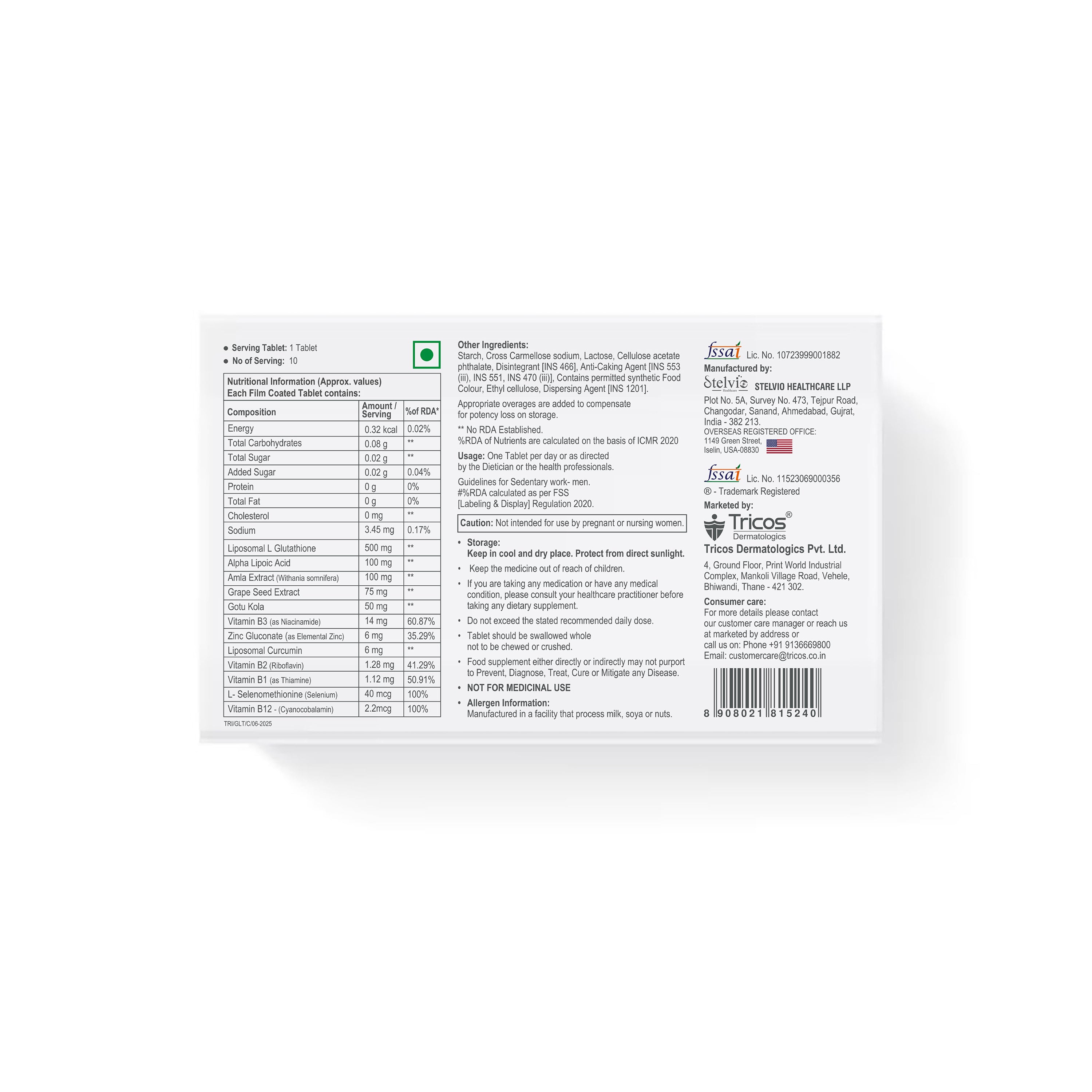 Glothione® Skin Brightening, Antioxidant, Anti-Aging, Collagen Booster with Glutathione, Niacinamide, Vitamins, Minerals | 30 Tablets