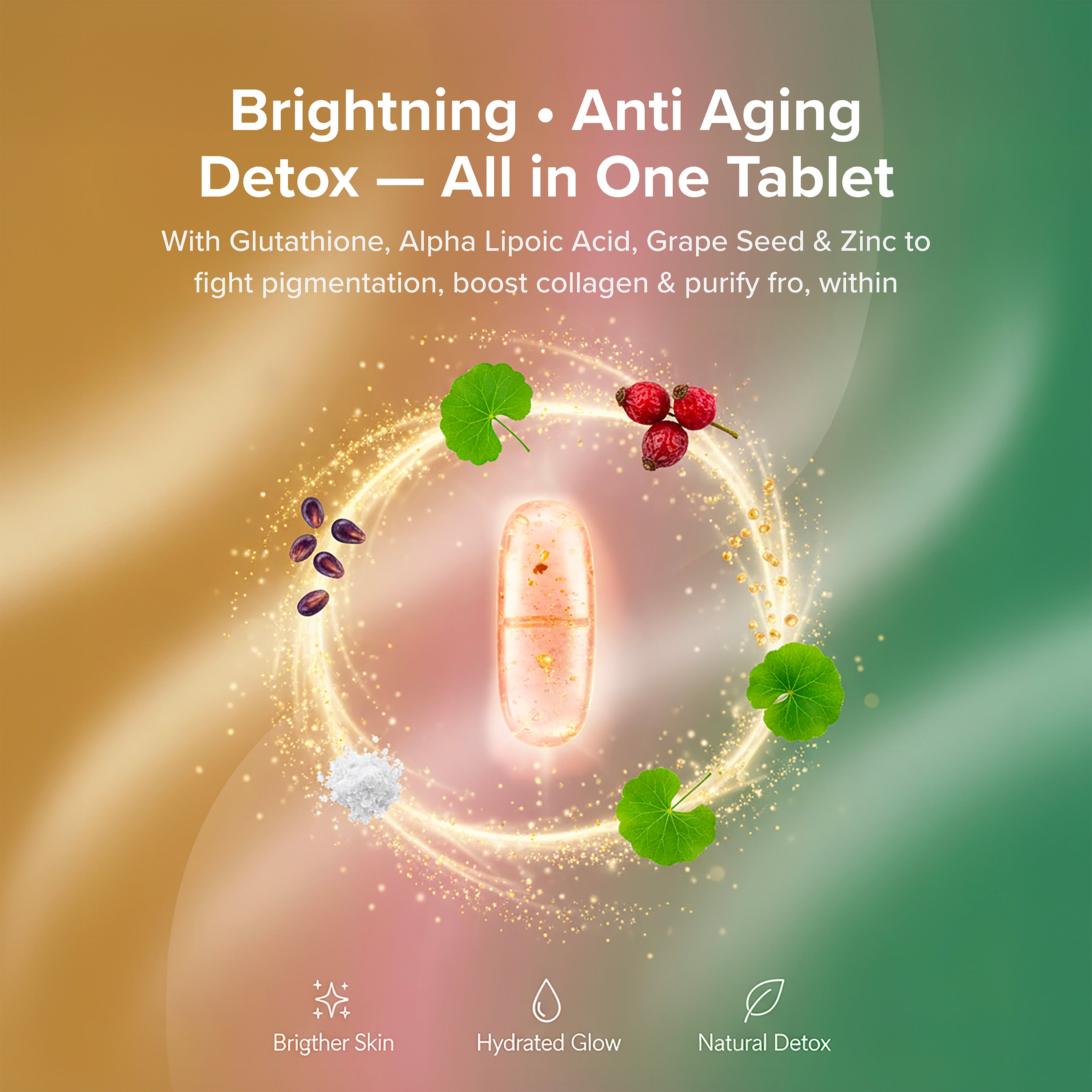 Glothione® Skin Brightening, Antioxidant, Anti-Aging, Collagen Booster with Glutathione, Niacinamide, Vitamins, Minerals | 30 Tablets