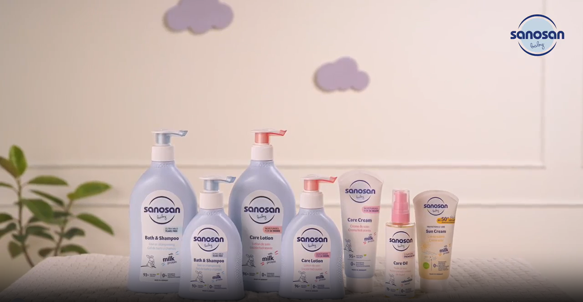 Load video: Sanosan Newborn Gift Set - Baby Skincare Kit